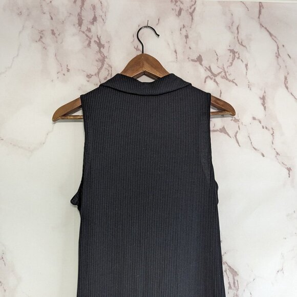 Modcloth Dress Women 8 10 Medium Black Maxi Tank Sleeveless Rib Lattice Tie - Picture 7 of 13